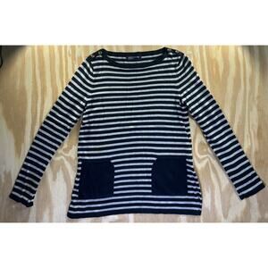 Jones New York Top Women's Stripe Blouse Long Sleeve Shirt Pockets